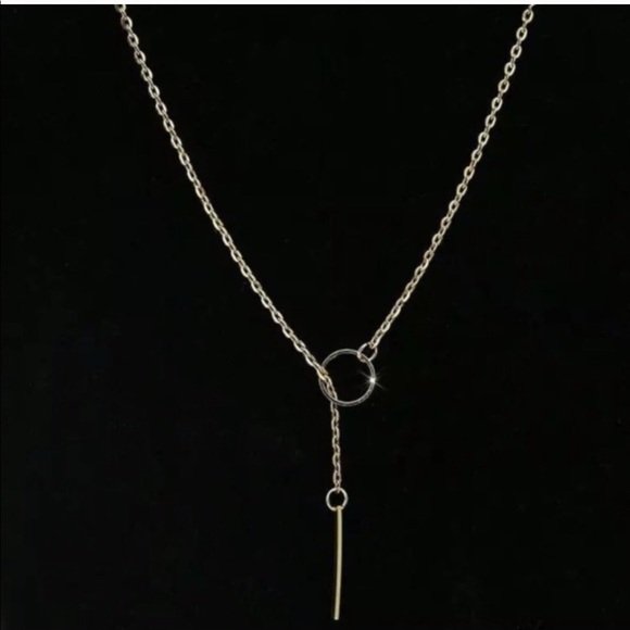 Circle & Bar Lariat Necklace STYLISH - Picture 5 of 6